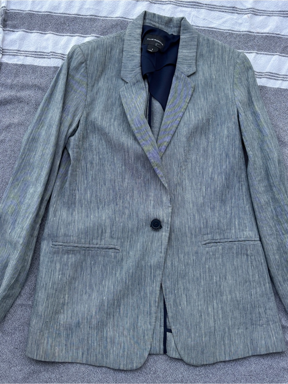 Club Monaco Gray Textured Single-Button Blazer